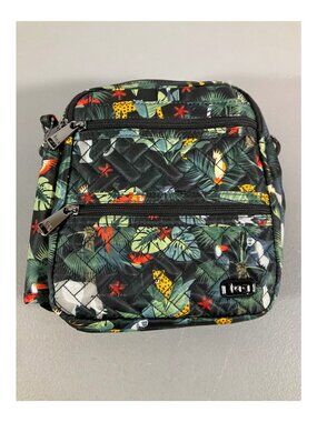 Lug Can Can XL Crossbody Bag - Quilted Wildlife Black with Dual-Zip Compartments